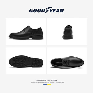 固特异（Goodyear）皮鞋男夏季2023新款真皮透气软底商务正装鞋黑色英伦结婚西装鞋男 黑色 39