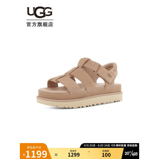 UGG2023夏季女士厚底休闲舒适魔术贴搭扣时尚凉鞋1137890DRI褐色37