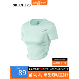 斯凯奇（Skechers）女子针织运动短袖紧身速干透气T恤衫P223W084 港灰色/01P9 L