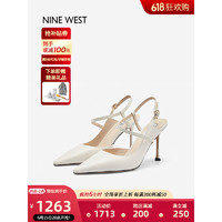 NINE WEST/玖熙包头凉鞋女尖头法式环绕绊带高跟鞋 NK353008CK 白色34