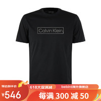 Calvin Klein卡尔文克莱恩CK男银色字母圆领短袖T恤时尚半袖 -黑色 2XL 适合200斤-220斤