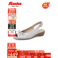 拔佳（Bata）鱼嘴凉鞋女2023夏商场新款百搭羊皮软底鱼嘴仙女单鞋ACG11BE3 灰色 33