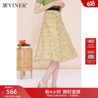 音儿（YINER）YINER音儿商场同款女装2023夏新款印花过膝半身裙 鹅黄 38