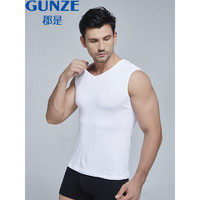 GUNZE 郡是 男士无袖T恤纯棉打底吸汗衫薄款修身内衣 白色03 LL