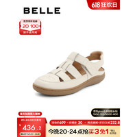 BeLLE 百丽 舒适猪笼鞋女2023夏季新商场同款度假罗马鞋Z8X1DBL3 米白 38