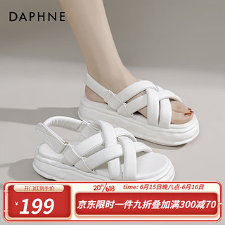 达芙妮（DAPHNE）官方 厚底凉鞋女2023新款夏季百搭增高舒适凉拖鞋罗马沙滩凉鞋女 云朵白 37