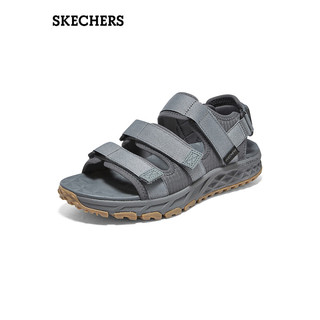 斯凯奇（Skechers）2023春季新款轻便户外休闲沙滩鞋耐磨魔术贴凉鞋男舒适237586 炭灰色/CHAR 47.5