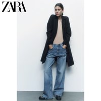 ZARA秋冬新款 女装 黑色中长款翻领大衣外套 5070420 800