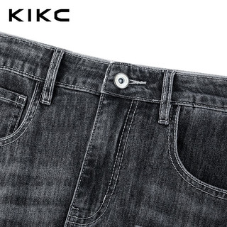KIKC男装牛仔裤夏季新款做旧破洞印花磨烂亲肤舒适百搭时尚休闲九分裤 黑色 28