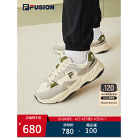 FILA FUSION斐乐潮牌FLASH男鞋复古潮鞋2023秋季新款轻户外跑步鞋 米色/麻绳棕-AS 39