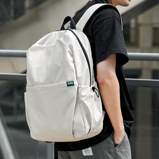 墨一新款背包男士双肩包休闲大容量书包男初高中学生电脑包潮流旅行包 米白色