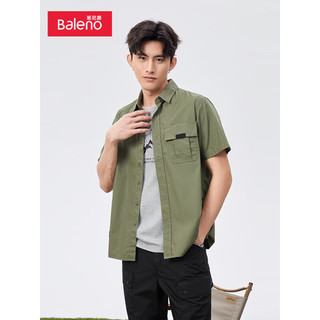 班尼路（Baleno）2023春季时尚潮流百搭时尚舒适工装短袖衬衫男 16G XL
