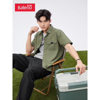 班尼路（Baleno）2023春季时尚潮流百搭时尚舒适工装短袖衬衫男 16G XL