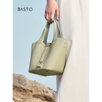 BASTO 百思图 23夏季新款商场同款时尚水桶包单肩斜跨包女X2892BX3 绿色 F
