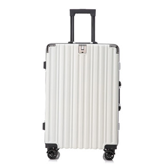 COW行李箱轻便登机箱拉杆箱旅行箱拉链密码箱清新行李箱 C-1698 白色 24寸 可托运