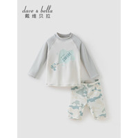 戴维贝拉（DAVE＆BELLA）男童泳衣洋气儿童分体游泳衣2023夏季新款中大童泳装宝宝游泳套装 灰绿 100cm(建议身高90-100cm)
