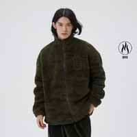 Gap男女装冬季新款LOGO仿羊羔绒情侣保暖加厚立领夹克外套462623 M 绿色迷彩