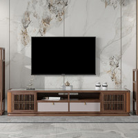 居克斯邦 新中式实木电视柜 235*45*48.5cm 乌金木岩板