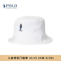 Polo Ralph Lauren 拉夫劳伦男童 23夏Polo小熊斜纹棉布渔夫帽RL40300 100-白色 2-4