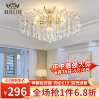 羽良客厅轻奢主灯后现代水晶吊灯法式简约大气餐厅饭厅卧室网红灯具 A款直径42cm-三色光源