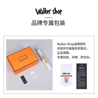 Walker Shop品牌跑步鞋男女新款真皮情侣款包底皮蓬老爹鞋女厚底内增高休闲款 白红 34