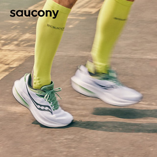 saucony 索康尼 胜利21跑鞋男减震透气跑步鞋训练运动鞋白绿40