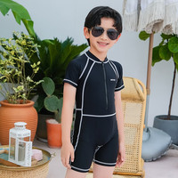 海鸣莎2023新款运动温泉亲子青少年泳衣父子连体大码男士游泳防尴尬泳装 儿童 M