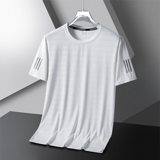 赛琪（SAIQI）短袖t恤男士夏季冰丝速干衣情侣运动 白色 5XL