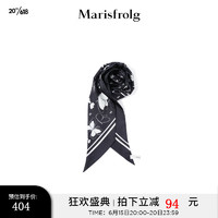 Marisfrolg玛丝菲尔2023年夏季新款桑蚕丝蝴蝶花稿丝巾 黑色/白色 丝巾