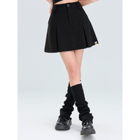 B.Duck小黄鸭半截裙2023年夏季新品宽松休闲学院风短裙 黑色 S