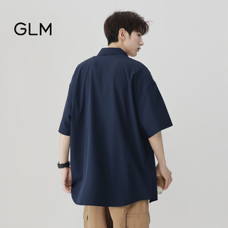 GLM 森马集团品牌衬衫男夏季韩版宽松潮流百搭休闲半袖港风 深蓝 M
