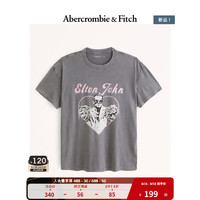 ABERCROMBIE & FITCH男装女装情侣 美式Elton John图案T恤 328318-1 灰色 XL (180/116A)