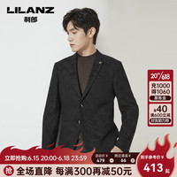 利郎官方休闲西服男外套修身版提花肌理23秋季新款时尚男士单西上衣 黑色(22QDX221SA) 165/80A