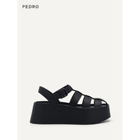 Pedro凉鞋23夏季新款女鞋编织厚底罗马凉鞋PW1-46680006 黑色 35