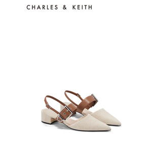 CHARLES&KEITH23夏季新品CK1-60920338时尚宽绊带粗跟凉鞋女 Beige米色 41