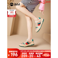 快乐玛丽（J&M）女鞋2023夏季新款复古平底板鞋休闲鞋女防滑运动网面小白鞋脏脏鞋 白色 35