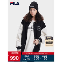 FILA 斐乐官方梭织外套情侣款2023秋新款宽松休闲运动上衣棒球服 水乳白-IV 160/84A/XS