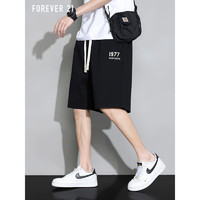 FOREVER 21短裤男韩版宽松休闲五分裤时尚男士运动舒适沙滩裤男 黑色 XL码