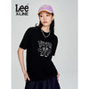 Lee XLINE23春夏新品logo印花多色圆领女款短袖T恤棉休闲显瘦潮Y 黑色（小熊印花） XS