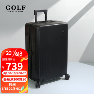 高尔夫（GOLF）行李箱男女旅行箱PC20英寸拉杆箱登机箱万向轮24英寸学生密码箱 炭黑色+拉链-24英寸