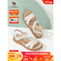 骆驼（CAMEL）凉鞋女夏季新款一字带舒适平底休闲妈妈鞋 L23M076042米白 36