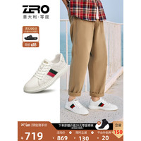 ZERO 零度板鞋男2023夏季新款拼接软底小白鞋时尚百搭真皮舒适轻便休闲鞋男 白色 40