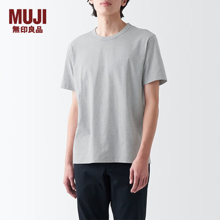 无印良品（MUJI）男式 天竺编织 圆领短袖T恤 舒适休闲百搭 ABA99A3S 灰色 XL