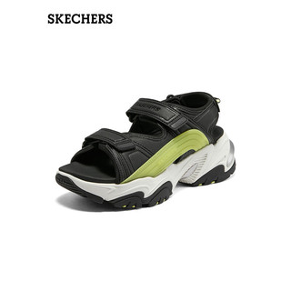 斯凯奇（Skechers）Skechers休闲舒适露趾沙滩鞋896052 黑色/绿色/BKGR 35