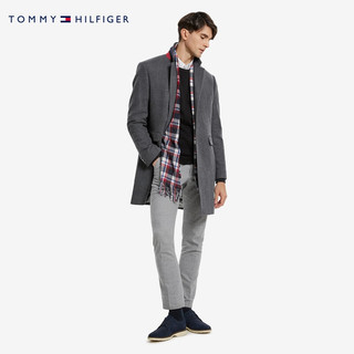 Tommy Hilfiger 男装含羊毛混纺经典商务单排扣翻领大衣外套 灰麻色0OG S