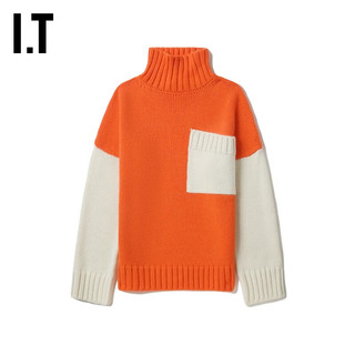 JW ANDERSON IT 女装廓形毛衣新品时尚靓丽拼色拼接高领针织衫0508 BGX/棕色 XXS