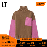 JW ANDERSON IT 女装廓形毛衣新品时尚靓丽拼色拼接高领针织衫0508 BGX/棕色 XXS