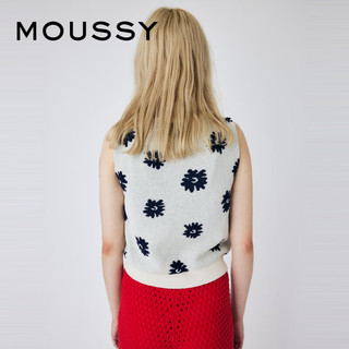 moussy 2023夏季新款雏菊花纹V领复古可爱针织背心010GS270-0830 013象牙色 00020/F