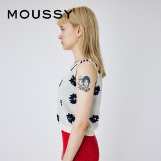 moussy 2023夏季新款雏菊花纹V领复古可爱针织背心010GS270-0830 013象牙色 00020/F