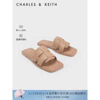 CHARLES&KEITH23夏季新品SL1-71790012简约外穿罗马凉拖鞋女 Nude肉色 36